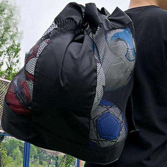 1pc Ball Storage Bag Black L Mesh Net Bag for Basketball Football Volleyball