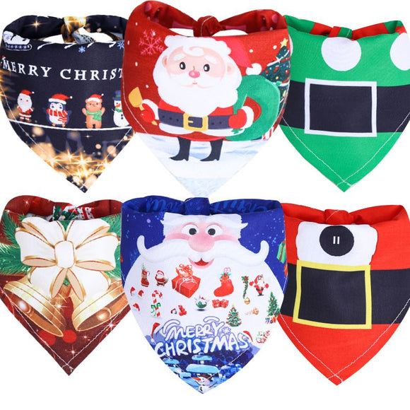 Dog Christmas Triangle Scarf Cotton Cartoon (Anhui hair) triangle scarf black glittering Small size (suitable for pets within 10 Jin)