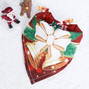 Dog Christmas Triangle Scarf Cotton Cartoon (Anhui hair) triangle towel wine red background double bell Small size (suitable for pets within 10 Jin)-1