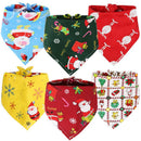 Dog Christmas Triangle Scarf Cotton Cartoon (Anhui hair) triangle towel wine red background double bell Small size (suitable for pets within 10 Jin)-3
