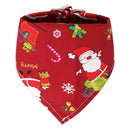 Dog Christmas Triangle Scarf Cotton Cartoon (Anhui hair) triangle towel dark blue bottom white old man Small size (suitable for pets within 10 Jin)-2
