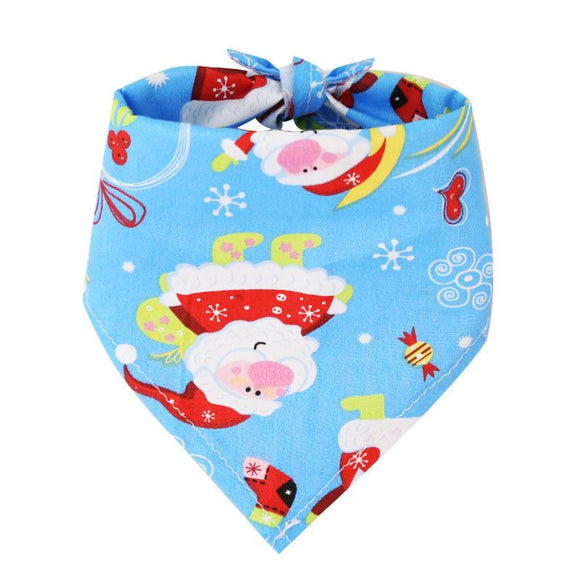Dog Christmas Triangle Scarf Cotton Cartoon (Anhui hair) triangle towel red elderly slippers Green Bag Small size (suitable for pets within 10 Jin)