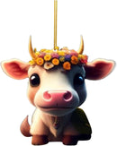 O Acrylic Christmas Cow Car Hanging Ornament Cow pendant 1-1