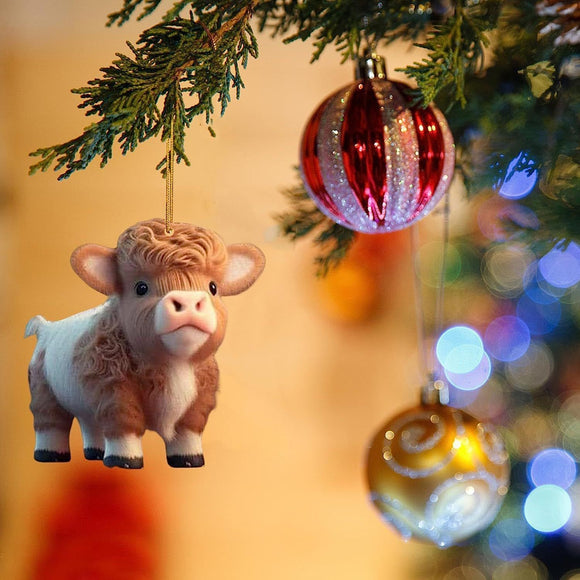 O Acrylic Christmas Cow Car Hanging Ornament Cow pendant 4