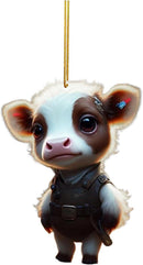 O Acrylic Christmas Cow Car Hanging Ornament Cow pendant 5-1
