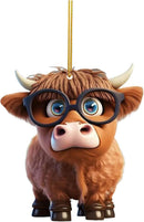 O Acrylic Christmas Cow Car Hanging Ornament Cow pendant 7-1