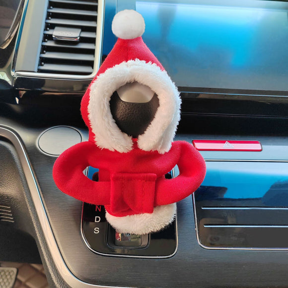 Jicheng Car Gear Shift Lever Cover Fabric Red Christmas