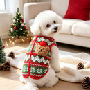 Dog Vest Christmas Bear Knitted Warm Green Red Knitted Snowflake Bear (Christmas Vest) M (Chest 40cm, Weight 5-8 jin)-5