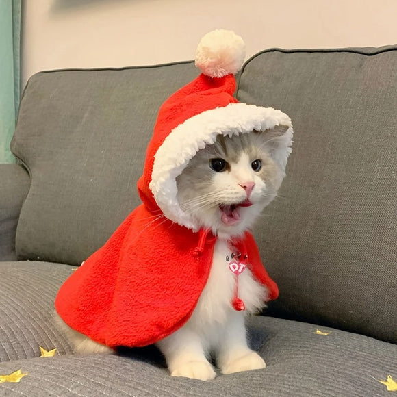 AMOOR Pet Christmas Cape Small Dog Holiday Wear Christmas Scarf [Velcro] L [Recommended for up to 15 jin; check chest and back length]