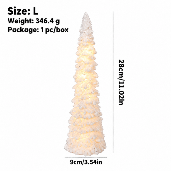 Illuminated Christmas Tree Decoration Mini LED Night Light Resin Desktop Ornament for Holiday Home Decor and Festive Tabletop Ambiance (S)