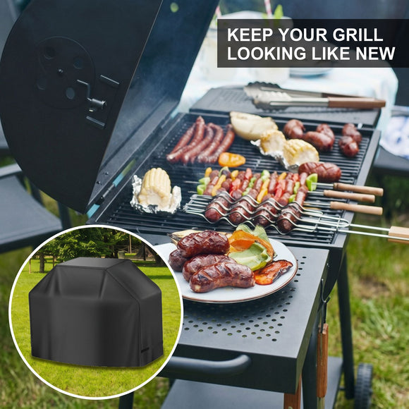Universal Outdoor Grill Cover Waterproof UV Resistant Dustproof Barbecue Protector with Adjustable Straps for Rectangular Round Kettle and Portable Grills (600D, S07)