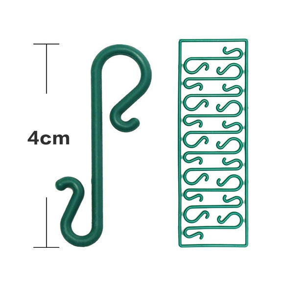 Christmas Ornament Hooks S-Shaped Plastic Hangers for Tree Balls, Stockings, Pinecones and Small Pendants, Green Snap-Apart Hook Strips for Holiday Home and Commercial Display Decoration (30 PCS (3 Sheets))