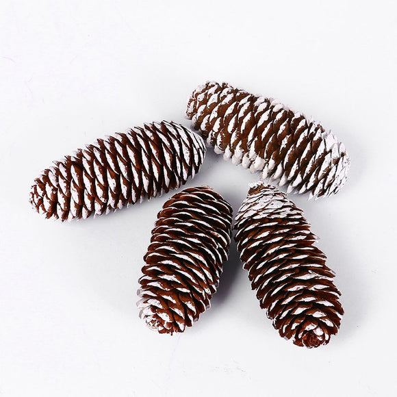 Natural Pine Cones with Snow-Dusted Tips for Christmas Tree Ornaments, Holiday Table Centerpieces, DIY Wreath Crafts, Garland Making and Festive Photo Props (3-4cm(7PCS))