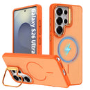 Samsung Galaxy S26 Ultra Case with Lens Kickstand, Support Wireless Charging, Military-Grade Shockproof Protection Slim Magnetic Case, Orange-1