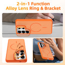 Samsung Galaxy S26 Ultra Case with Lens Kickstand, Support Wireless Charging, Military-Grade Shockproof Protection Slim Magnetic Case, Orange-4