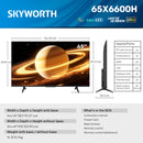 SKYWORTH 65X6600H QD-Mini LED 4K Smart TV, Matte Anti-Glare Display, 120Hz Turbo Mode, AI 4K Upscaling, AI Color Enhancement，Google TV, Dolby Atmos+Dolby Vision, 30W Speakers，HDMI2.1-2