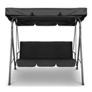 Milano Outdoor Swing Bench Seat Chair Canopy Furniture 3 Seater Garden Hammock - Black-1