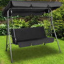 Milano Outdoor Swing Bench Seat Chair Canopy Furniture 3 Seater Garden Hammock - Black-3
