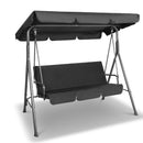 Milano Outdoor Swing Bench Seat Chair Canopy Furniture 3 Seater Garden Hammock - Black-4