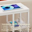 Bedside Table with Power - Chic Look, White-4