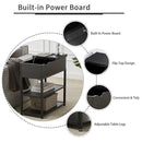Compact 3-Tier Sofa Side Table with Powerboard, Black-5