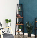 Rustic Brown Metal Frame 5 Tier Corner Shelf-4