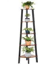 Rustic Brown Metal Frame 5 Tier Corner Shelf-6