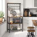 Industrial Kitchen Baker's Rack with Storage Shelves 10 Hooks and Metal Mesh Shelf 84 x 40 x 170 cm Rustic Brown-8