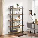 Bookshelf 5-Tier Industrial Stable Bookcase Rustic Brown and Black-7