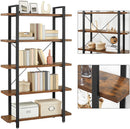 Bookshelf 5-Tier Industrial Stable Bookcase Rustic Brown and Black-9