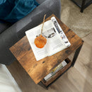 Rustic Brown Side Table with Mesh Shelf-5