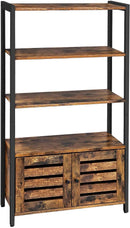 Floor-Standing Storage Cabinet and Cupboard with 2 Louvred Doors and 3 Shelves, Rustic Brown-1