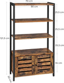 Floor-Standing Storage Cabinet and Cupboard with 2 Louvred Doors and 3 Shelves, Rustic Brown-5