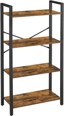 4-Tier  Storage Rack with Steel Frame, 120 cm High, Rustic Brown and Black-1