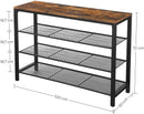 Shoe Rack with 3 Mesh Shelves Rustic Brown and Black-2