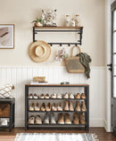 Shoe Rack with 3 Mesh Shelves Rustic Brown and Black-3