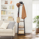 Coat Rack with 3 Shelves with Hooks Rustic Brown and Black-3