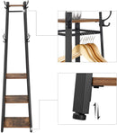 Coat Rack with 3 Shelves with Hooks Rustic Brown and Black-6