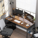 Home Office Desk with 8 Hooks 140 x 60 x 75 cm Rustic Brown and Black-3