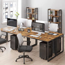 Home Office Desk with 8 Hooks 140 x 60 x 75 cm Rustic Brown and Black-6