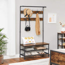 Coat Rack Stand with 9 Hooks and Shoe Rack with Industrial Style Sturdy Steel Frame-4