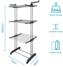 3 Tier Foldable Clothes Drying Rack for Laundry Dryer with Hanger Stand Rail Indoor-7