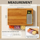 Large Bamboo Cutting Board and 4 Containers with Mobile Holder gift included for Home Kitchen-3