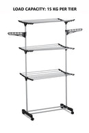 Folding 3 Tier Clothes Laundry Drying Rack with Stainless Steel Tubes for Indoor & Outdoor Home-5