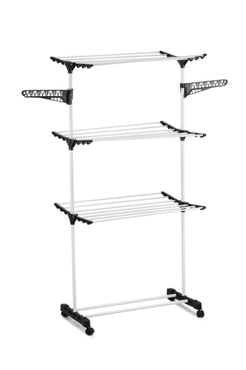 CARLA HOME Folding 3 Tier Clothes Laundry Drying Rack with Stainless Steel Tubes for Indoor & Outdoor Home - 0