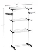 CARLA HOME Folding 3 Tier Clothes Laundry Drying Rack with Stainless Steel Tubes for Indoor & Outdoor Home-9