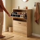 CARLA HOME 2 Flip Drawer Shoe Cabinet - Hidden Storage - Modern - Shoe Storage Cabinet - Oak-2