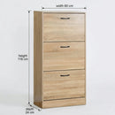 CARLA HOME 3 Flip Drawer Shoe Cabinet - Hidden Storage - Modern - Shoe Storage Cabinet - Oak-3