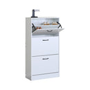 CARLA HOME 3 Flip Drawer Shoe Cabinet - Hidden Storage - Modern - Shoe Storage Cabinet - White-1