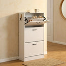 CARLA HOME 3 Flip Drawer Shoe Cabinet - Hidden Storage - Modern - Shoe Storage Cabinet - White-5